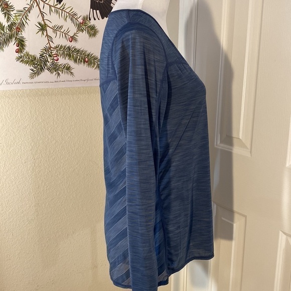 ATHLETA Long Sleeve Navy Scoop Neck Athletic‎ Top Chevron Panel Size S - Picture 6 of 11